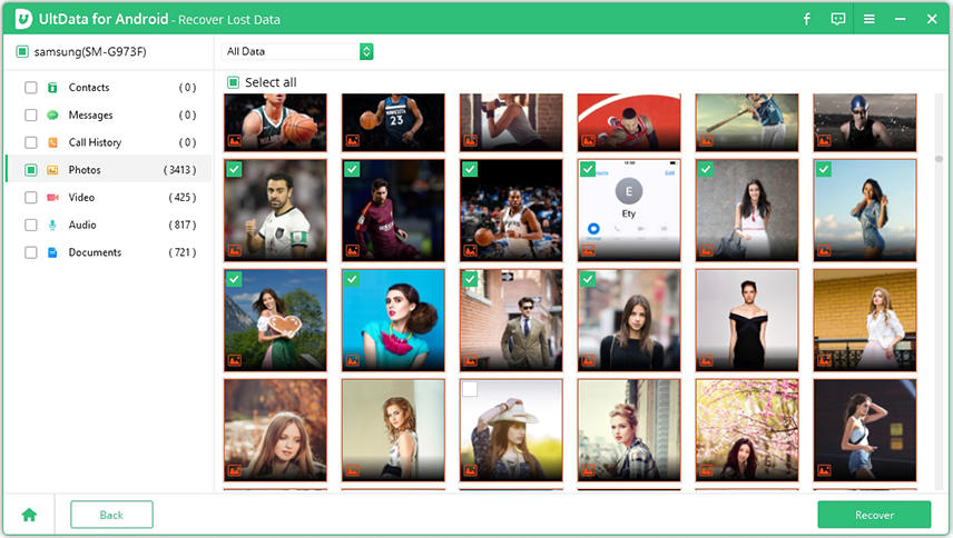 preview and recover lost photos with ultdata for android